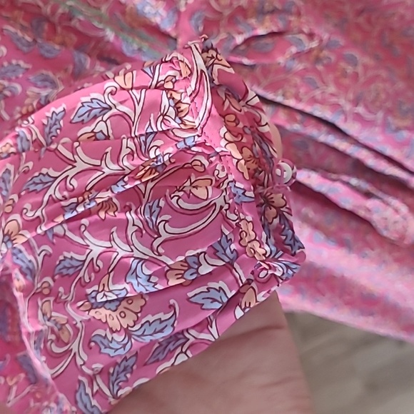 J crew pink vines tunic midi dress long needlepoint embroidery and tassel M - Picture 5 of 11